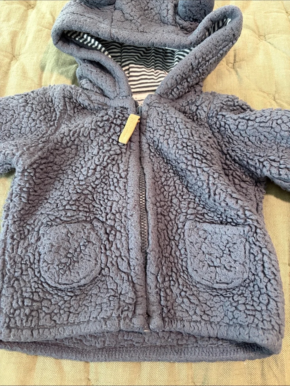 Carter's Plush Navy Hooded Baby Coat with Bear Ears Detailing